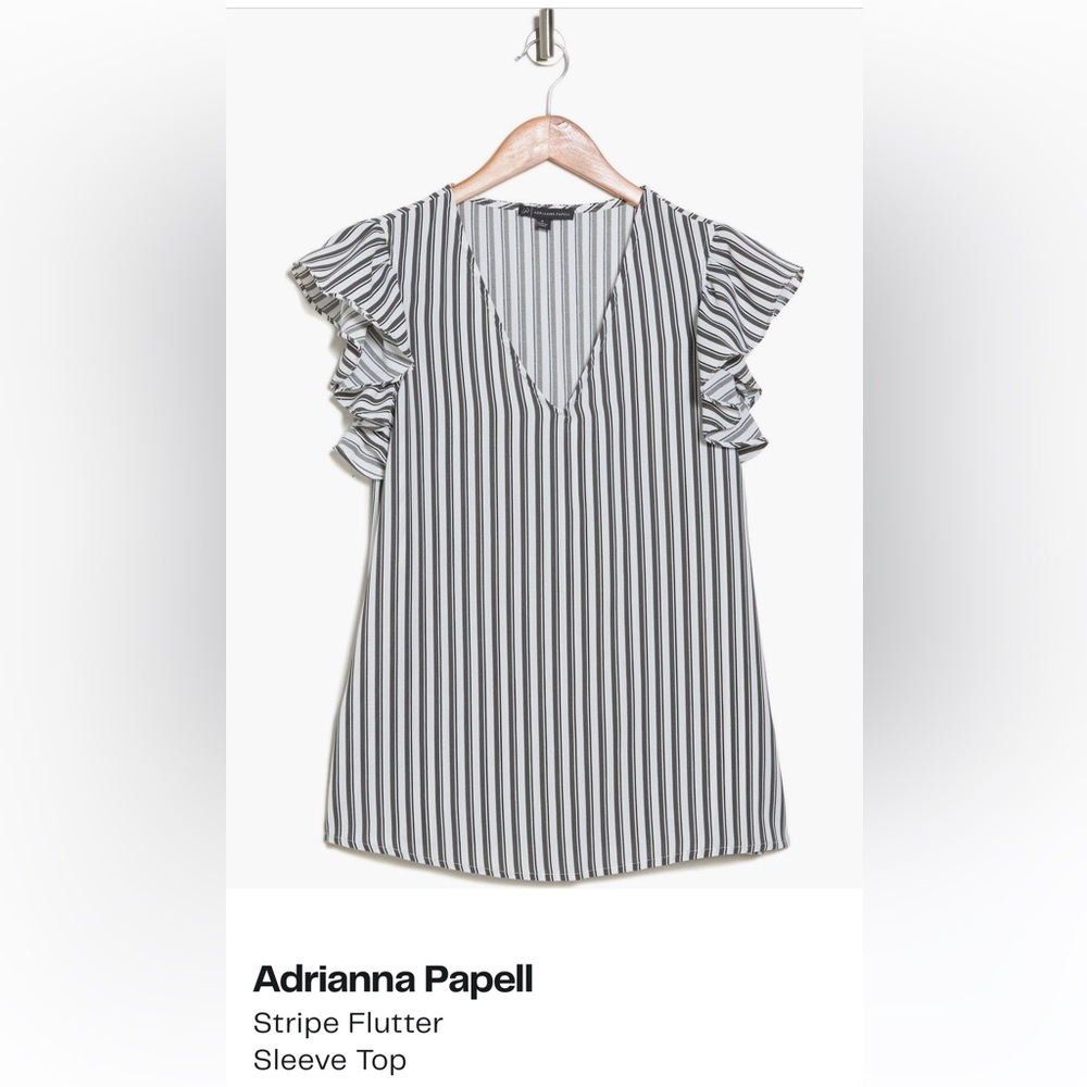 Adrianna papell striped flutter sleeve top, M